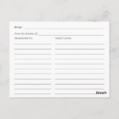 Purple Floral Lace Bridal Shower Recipe Card ポストカード (裏面)