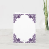 Purple Floral Lace Burlap Hearts Rustic Wedding サンキューカード (裏面)