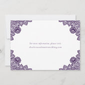 Purple Floral Lace Burlap Hearts Rustic Wedding セーブザデート (裏面)