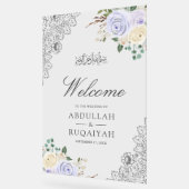 Purple Floral Lace Muslim Wedding Welcome アクリルサイン (傾斜)