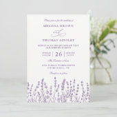 Purple Floral Lavender Budget QR Code Wedding 招待状 (スタンド正面)