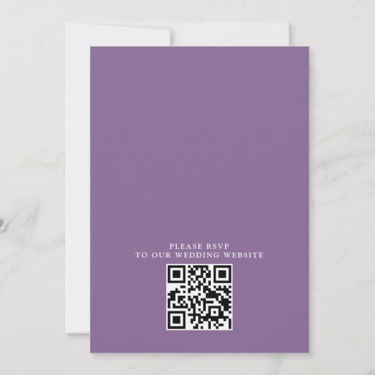 Purple Floral Lavender Budget QR Code Wedding 招待状 (裏面)