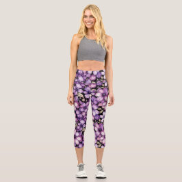 Purple floral leggings カプリレギンス