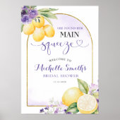 Purple floral Lemonade Bridal shower Welcome Sign ポスター (正面)
