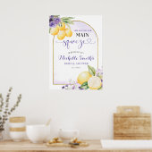 Purple floral Lemonade Bridal shower Welcome Sign ポスター (キッチン)