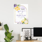 Purple floral Lemonade Bridal shower Welcome Sign ポスター (ホームオフィス)