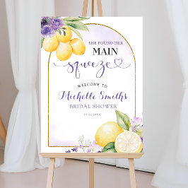 Purple floral Lemonade Bridal shower Welcome Sign ポスター