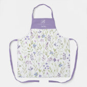 Purple Floral Monogram Apron エプロン (正面)