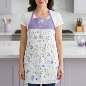 Purple Floral Monogram Apron エプロン