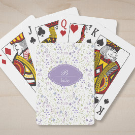 Purple Floral Monogram Classic Playing Cards トランプ