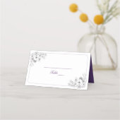 Purple Floral Monogram Wedding プレイスカード (裏面)