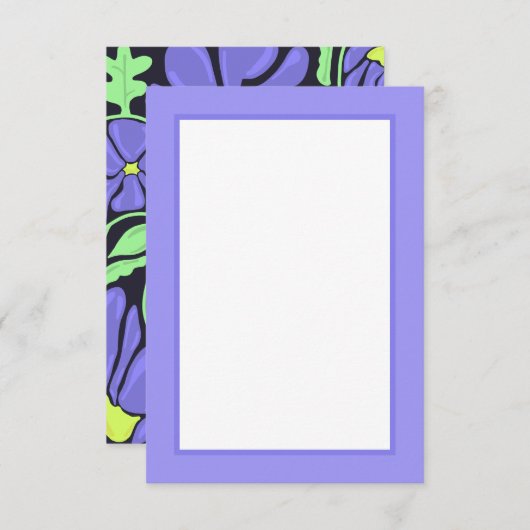 Purple Floral Motif Flat Thank You Card サンキューカード (正面/裏面)