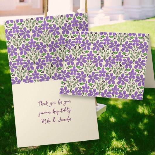 Purple Floral Ogee Pattern Custom Notecards サンキューカード