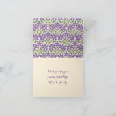 Purple Floral Ogee Pattern Custom Notecards サンキューカード (内部)