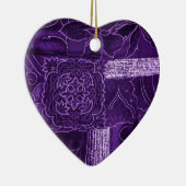 Purple Floral Patchwork Fabric セラミックオーナメント (右)