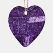 Purple Floral Patchwork Fabric セラミックオーナメント (左)