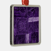 Purple Floral Patchwork Fabric メタルオーナメント (右)