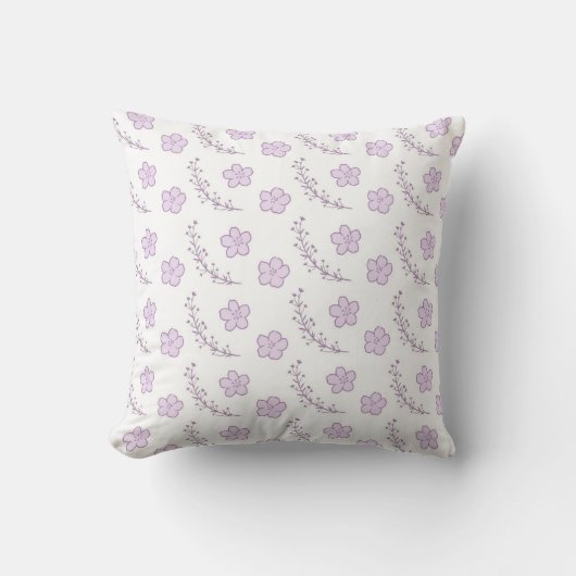 Purple Floral Pattern Botanical Greenery & Rustic  クッション (正面)