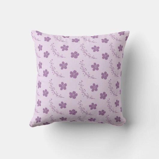 Purple Floral Pattern Botanical Greenery & Rustic  クッション (裏面)