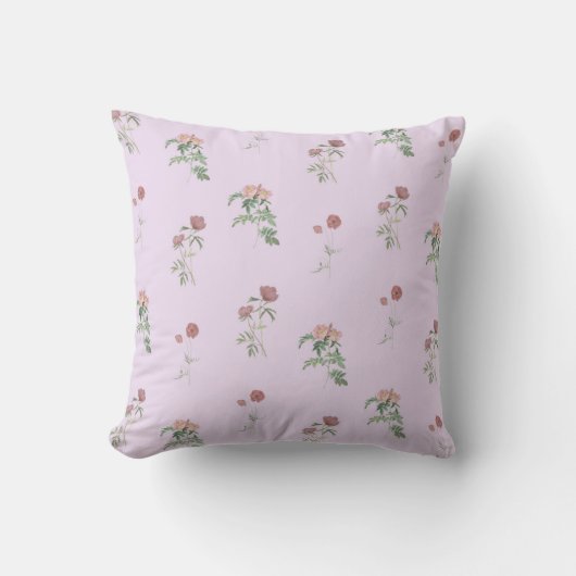 Purple Floral Pattern Botanical Greenery & Rustic  クッション (正面)