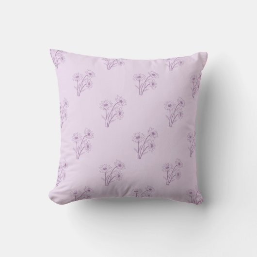 Purple Floral Pattern Botanical Greenery & Rustic クッション (正面)