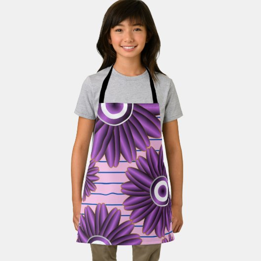 Purple Floral Pattern Modern Abstract Flower Desig エプロン (インサイチュ)