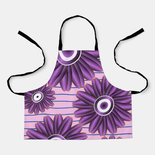 Purple Floral Pattern Modern Abstract Flower Desig エプロン (正面)