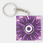 Purple Floral Pattern Modern Abstract Flower Desig キーホルダー (正面)