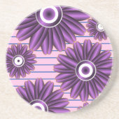 Purple Floral Pattern Modern Abstract Flower Desig コースター (正面)