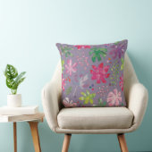 Purple Floral Pattern Pillow – Pink & Green Garden クッション (椅子)