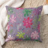 Purple Floral Pattern Pillow – Pink & Green Garden クッション (ブランケット)