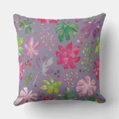 Purple Floral Pattern Pillow – Pink & Green Garden クッション (裏面)