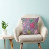 Purple Floral Pattern Pillow – Pink & Green Garden クッション (椅子)