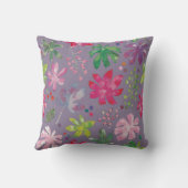 Purple Floral Pattern Pillow – Pink & Green Garden クッション (裏面)