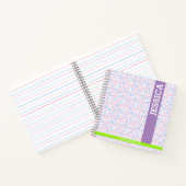 Purple Floral Personalized Name & Monogram ノートブック (内部)