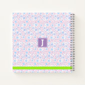 Purple Floral Personalized Name & Monogram ノートブック (裏面)