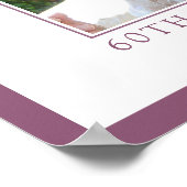 Purple Floral Photo 60th Birthday Welcome ポスター (角)