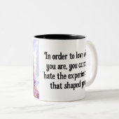 purple Floral photo bouquet inspirational phrase ツートーンマグカップ (正面右)