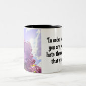 purple Floral photo bouquet inspirational phrase ツートーンマグカップ (中央)
