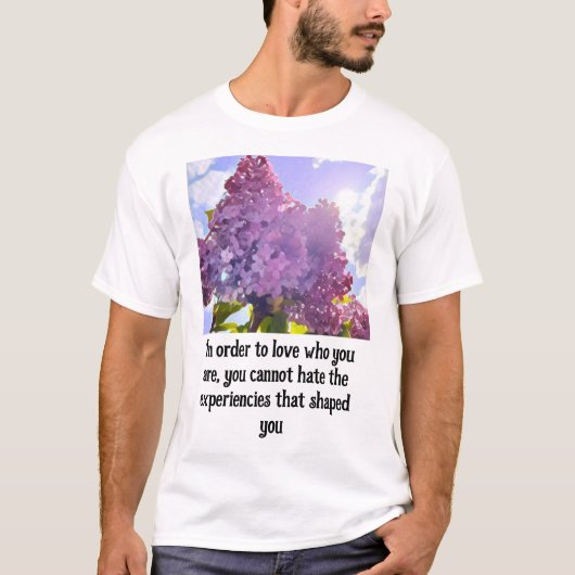 purple Floral photo bouquet inspirational phrase Tシャツ (正面)