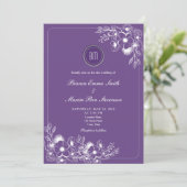 Purple Floral Photo QR Code Wedding 招待状 (スタンド正面)