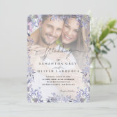 Purple Floral Photo Wedding Invitation 招待状 (スタンド正面)
