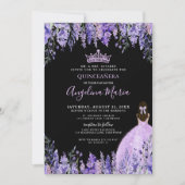 Purple Floral Quinceanera Invitation 招待状 (正面)