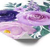 Purple Floral Quinceanera Welcome Sign ポスター (角)