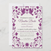 Purple Floral Romantic Aesthetic Spanish Wedding 招待状 (正面)