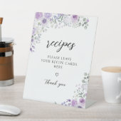 Purple Floral Share a Recipe Bridal Shower Sign 台座サイン (インサイチュ)