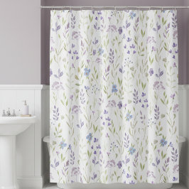 Purple Floral Shower Curtain シャワーカーテン
