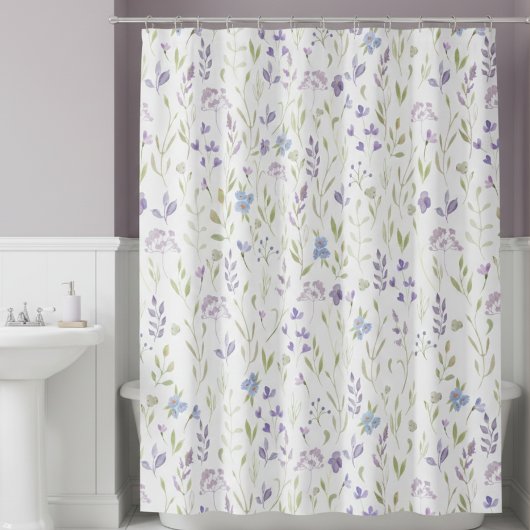 Purple Floral Shower Curtain シャワーカーテン