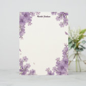 Purple Floral Stationery Paper レターヘッド (スタンド正面)