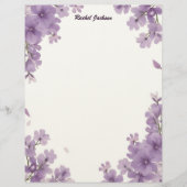 Purple Floral Stationery Paper レターヘッド (正面)